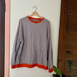 Women Oversized Striped Color Block Long Sleeve Crew Neck Sweatshirt
